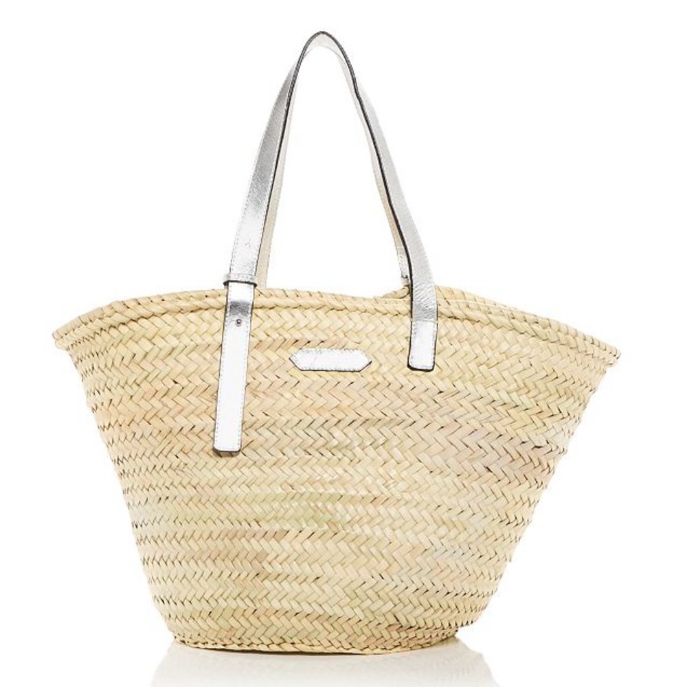 POOLSIDE Essaouira Medium Straw Tote Silver Natural